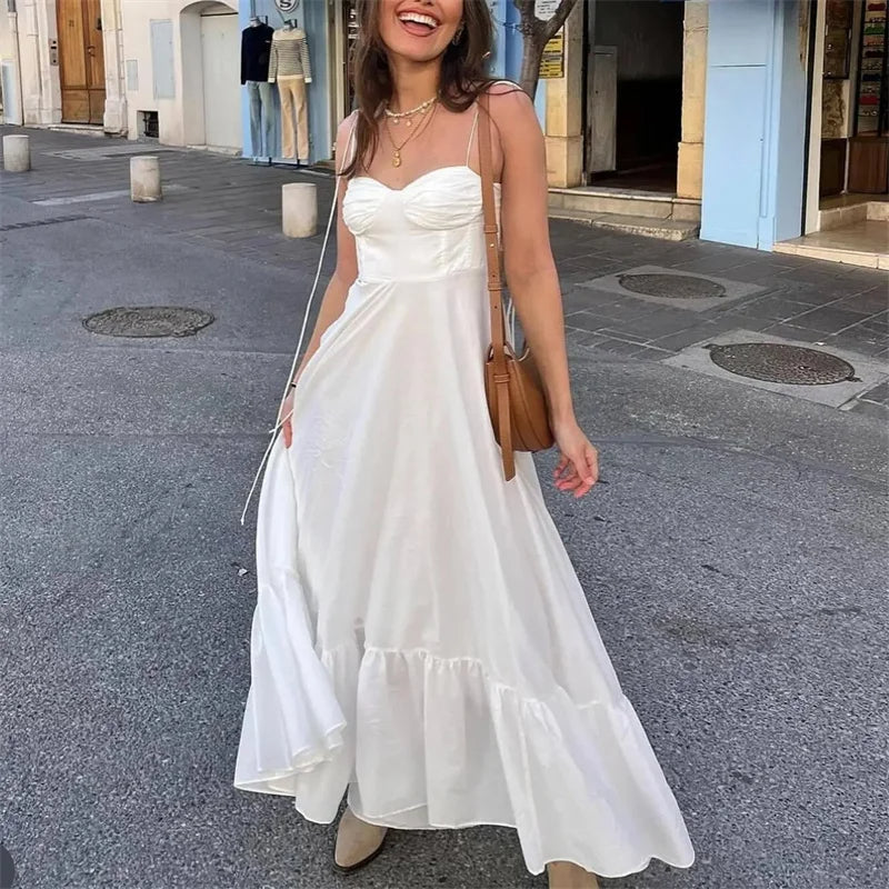 Jasmine. Robe midi fluide à volants superposés