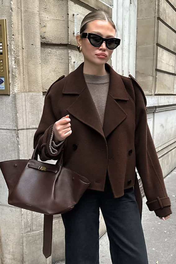 Heavyweight Tweed Double Breasted Winter Coat for Women 1