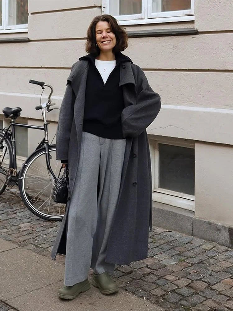 Meryl Stand Up Collar Belted Long Coat 7