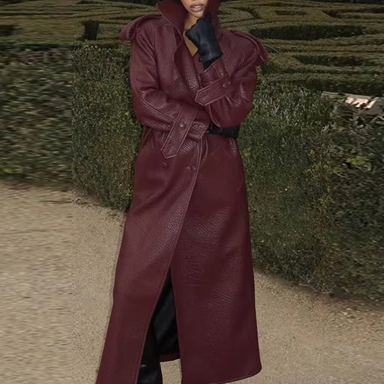 Veste longue en cuir Danica