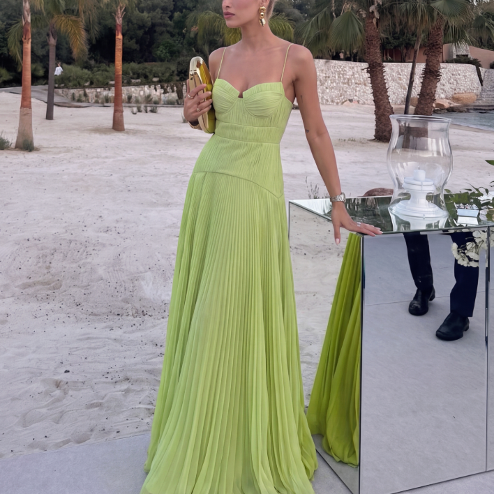 Robe longue Sophia en chiffon froissé