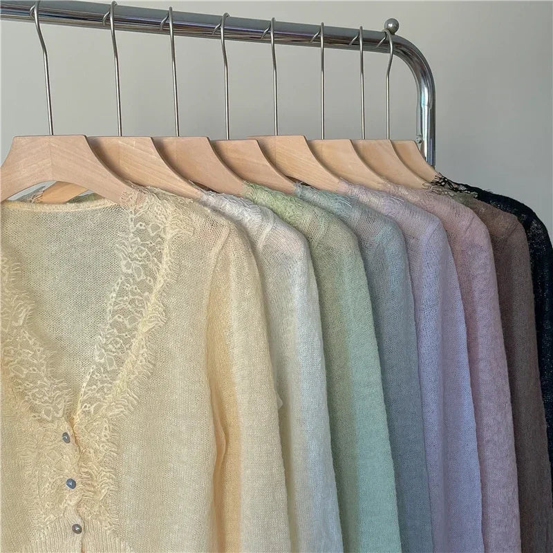 Vintage Lace Knitted Women's Cardigan - Slim Fit Autumn Winter Layering 5