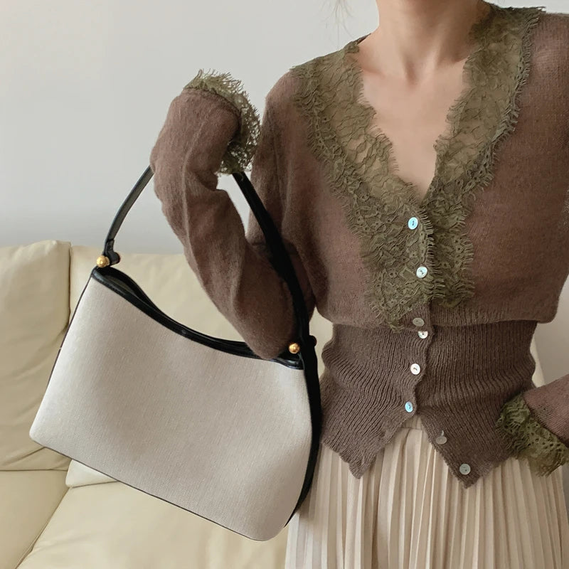 Vintage Lace Knitted Women's Cardigan - Slim Fit Autumn Winter Layering 7