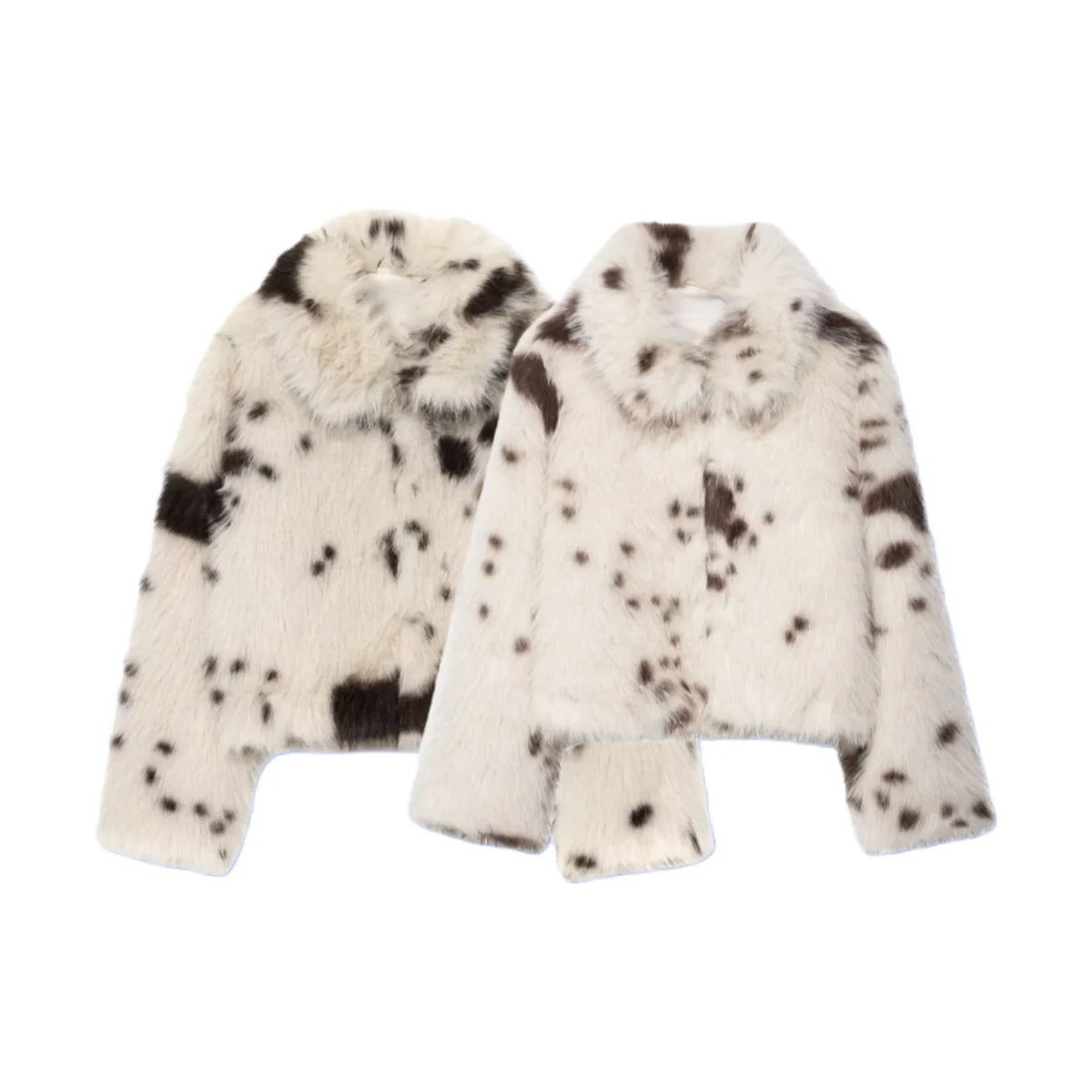 Women's Faux Fur Animal Pattern Jacket - Casual Winter Coat for Women 0