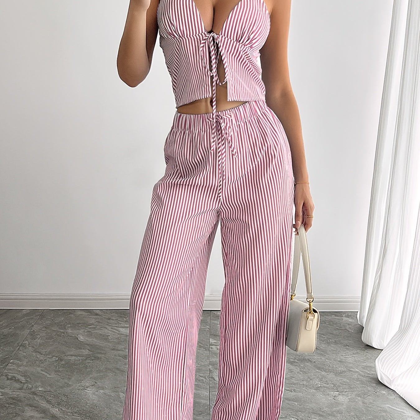 Haut de type halter rayé Simone