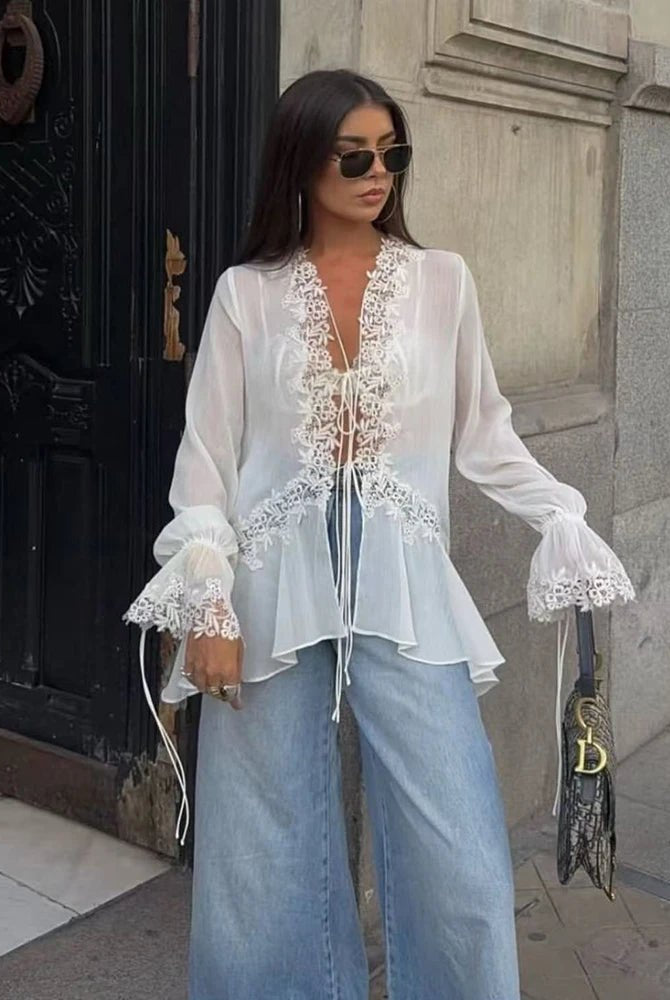 SOERA Bianca Lace Cardigan Top - Blouse - XS