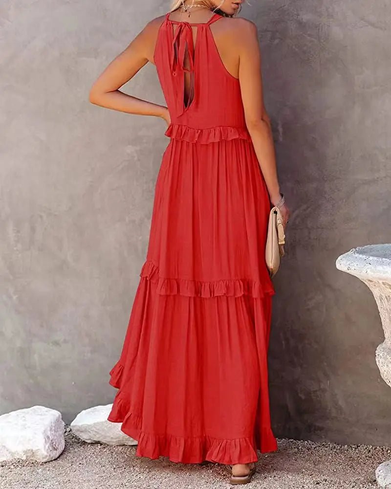SOERA Celeste Ruffle Hem Beach Maxi Dress - Dresses - Tangerine S
