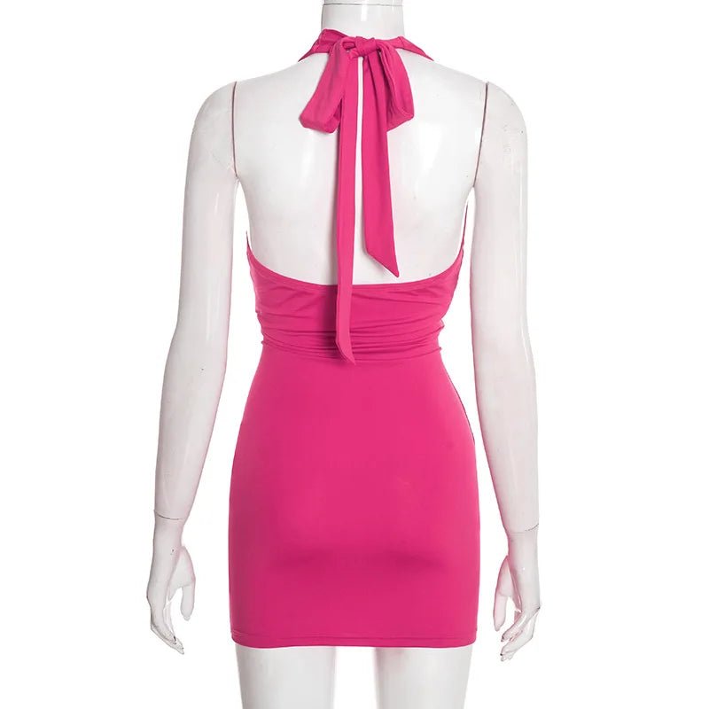 SOERA Elena Ruched Halter Mini Dress - Dress - Pink S
