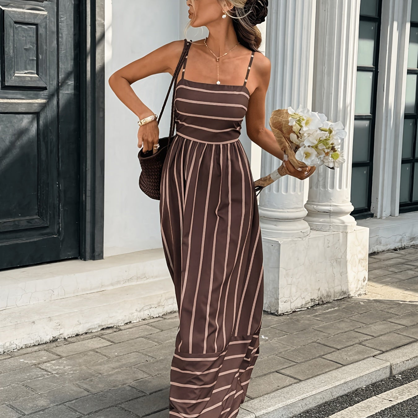 Robe nuisette en lin à rayures Elena