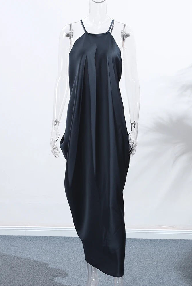 SOERA Indira Satin Halter Maxi Dress - Dress - SOERA-433027-BLA-XS-51779 Black XS