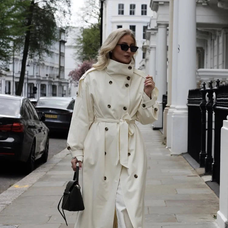 Sarah High Neck Belted Trench Coat