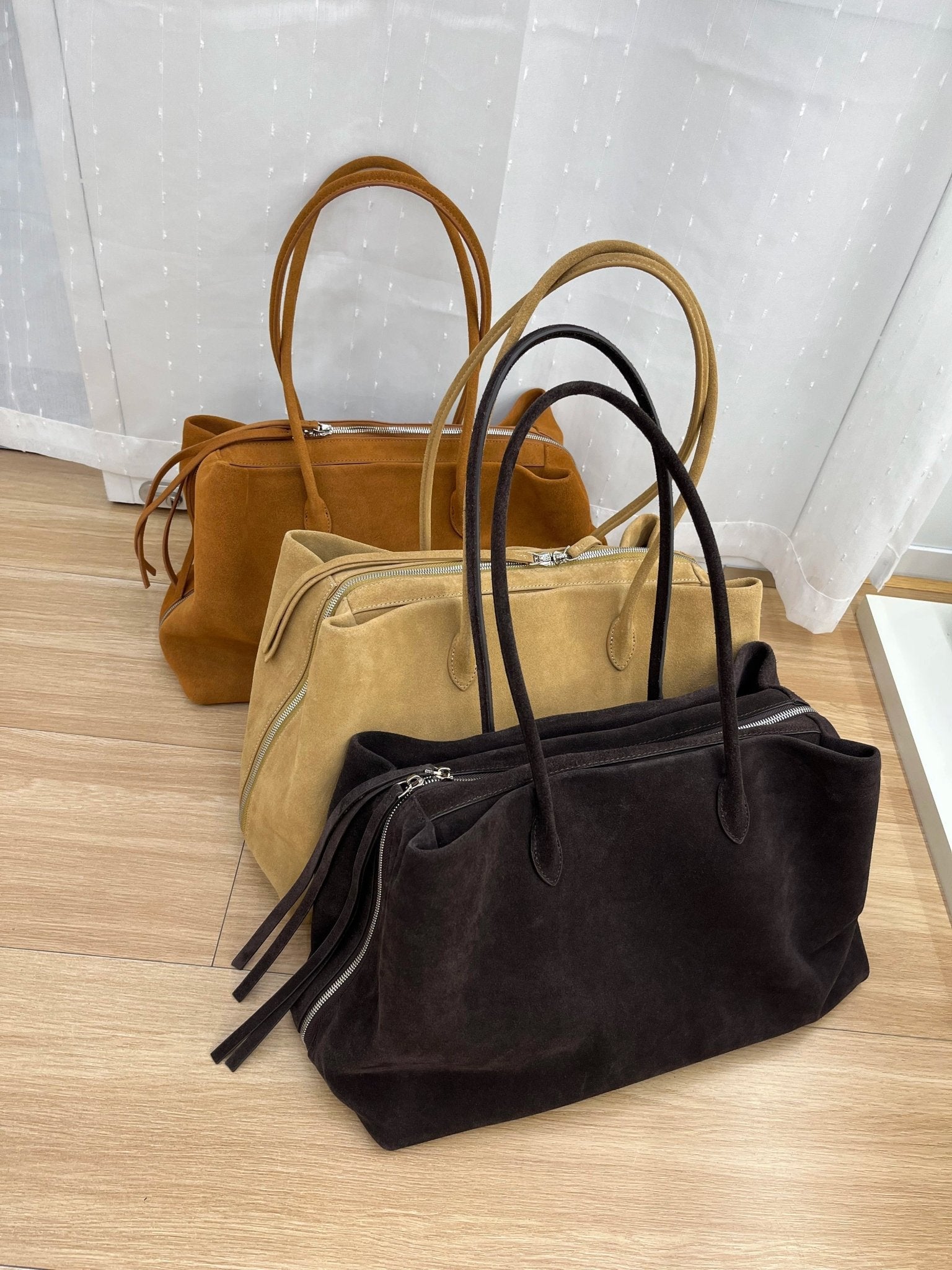 SOERA Carly Frosted Suede Tote Bag - Bag - SOERA-325059-SUE-40-56867 Coffee 40 x 17 x 25 cm