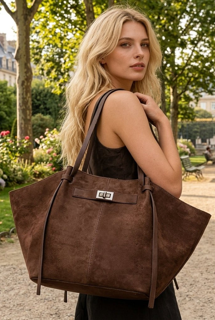 SOERA Dina Bat-Wing Suede Tote Bag - Bag - Brown