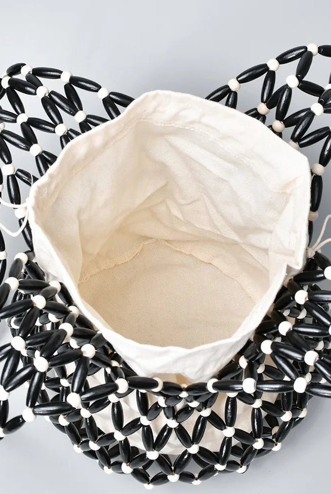 SOERA Margot Woven Beaded Tote Bag - Bag - SOERA-258883-BLA-36-06243 Black/White 36