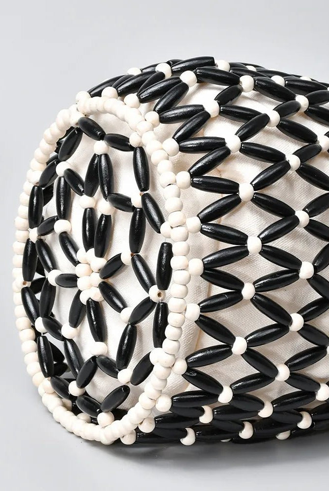 SOERA Margot Woven Beaded Tote Bag - Bag - SOERA-258883-BLA-36-06243 Black/White 36