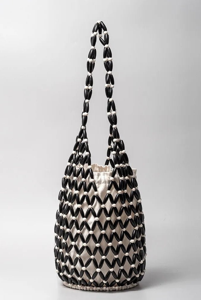 SOERA Margot Woven Beaded Tote Bag - Bag - SOERA-258883-BLA-36-06243 Black/White 36
