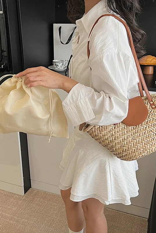SOERA Sophia Woven Rattan Shoulder Bag - Bag - Beige