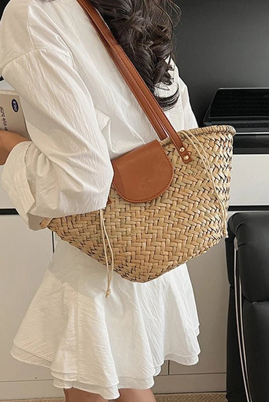 SOERA Sophia Woven Rattan Shoulder Bag - Bag - Beige