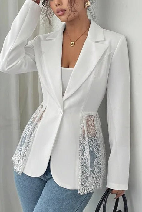 SOERA Taylor Lace Panel Tailored Blazer - Blazers - 1005012034685741-;yr1776154514002136222 White S