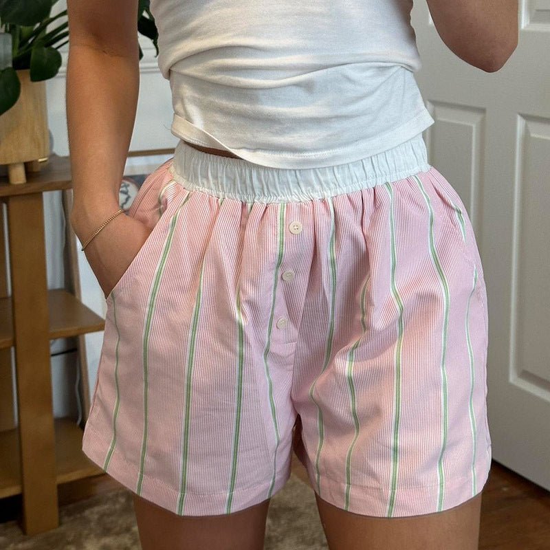 SOERA Liesel Striped Poplin Boxer Shorts - Bottoms - Pink M