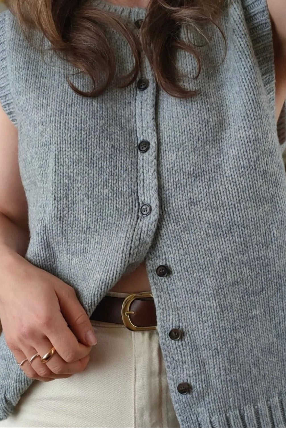 SOERA Tori Button Front Knitted Vest Cardigan - Cardigan - SOERA-641411-GRE-L-83011 Grey L