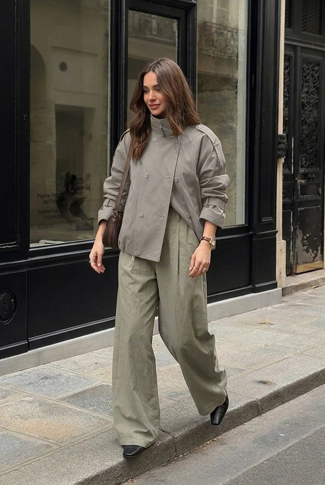 SOERA Linda Utility Cropped Trench Coat - Coat - SOERA-438147-GRE-S-18499 Grey S