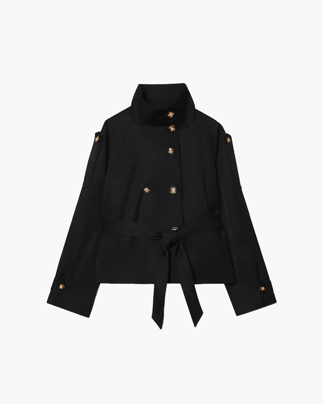 SOERA Marlene Cropped Trench Coat - Coat - Black XS