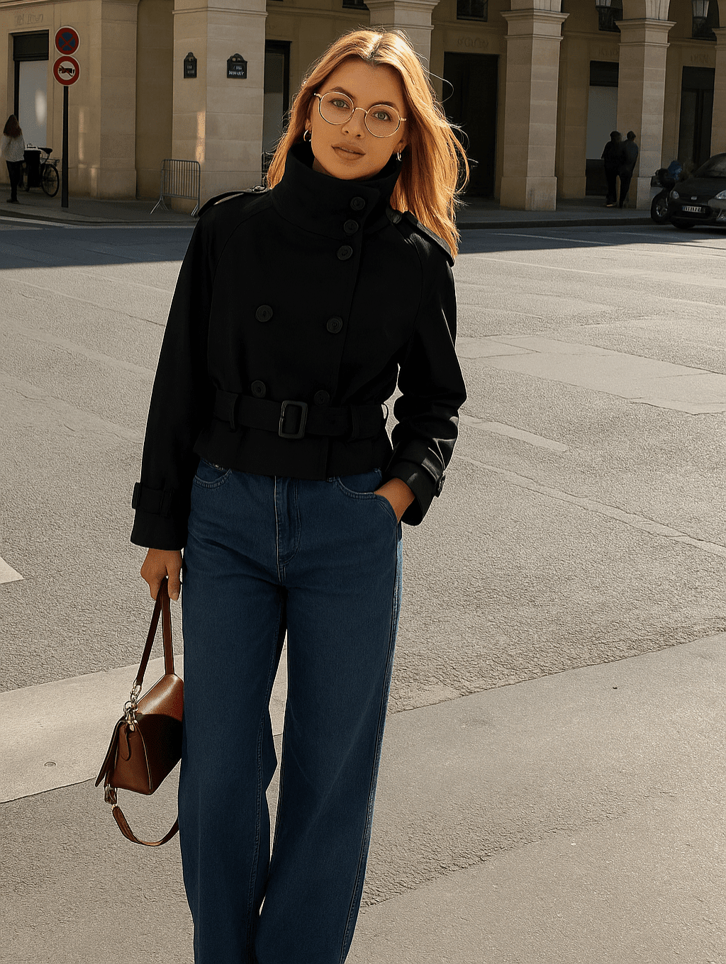 SOERA Marlene Cropped Trench Coat - Coat - Black XS