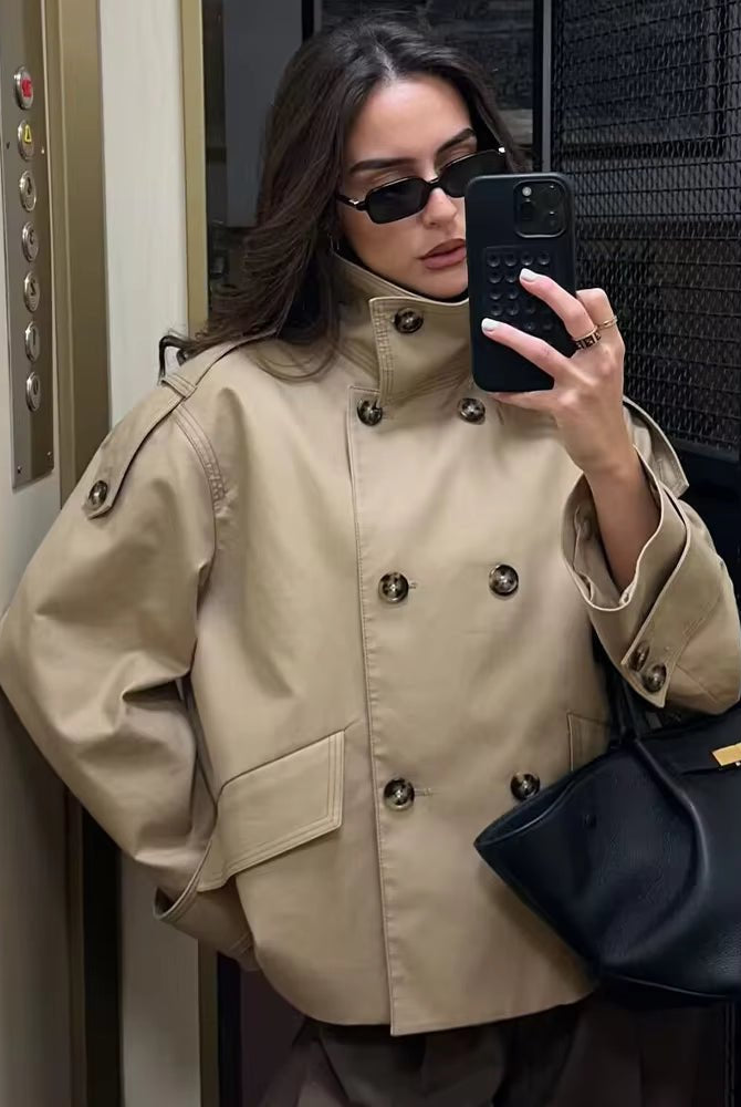 SOERA Sarah Beige Double Breasted Trench Coat - Coat - SOERA-310595-KHA-XS-46019 Beige XS