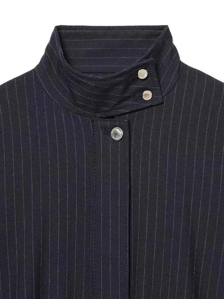 SOERA Saskia Striped Stand Collar Jacket - Coats & Jackets - Blue XS