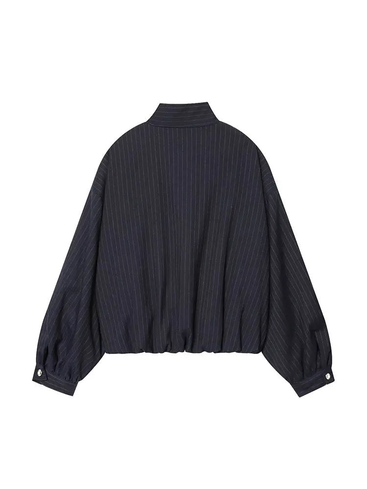 SOERA Saskia Striped Stand Collar Jacket - Coats & Jackets - Blue XS