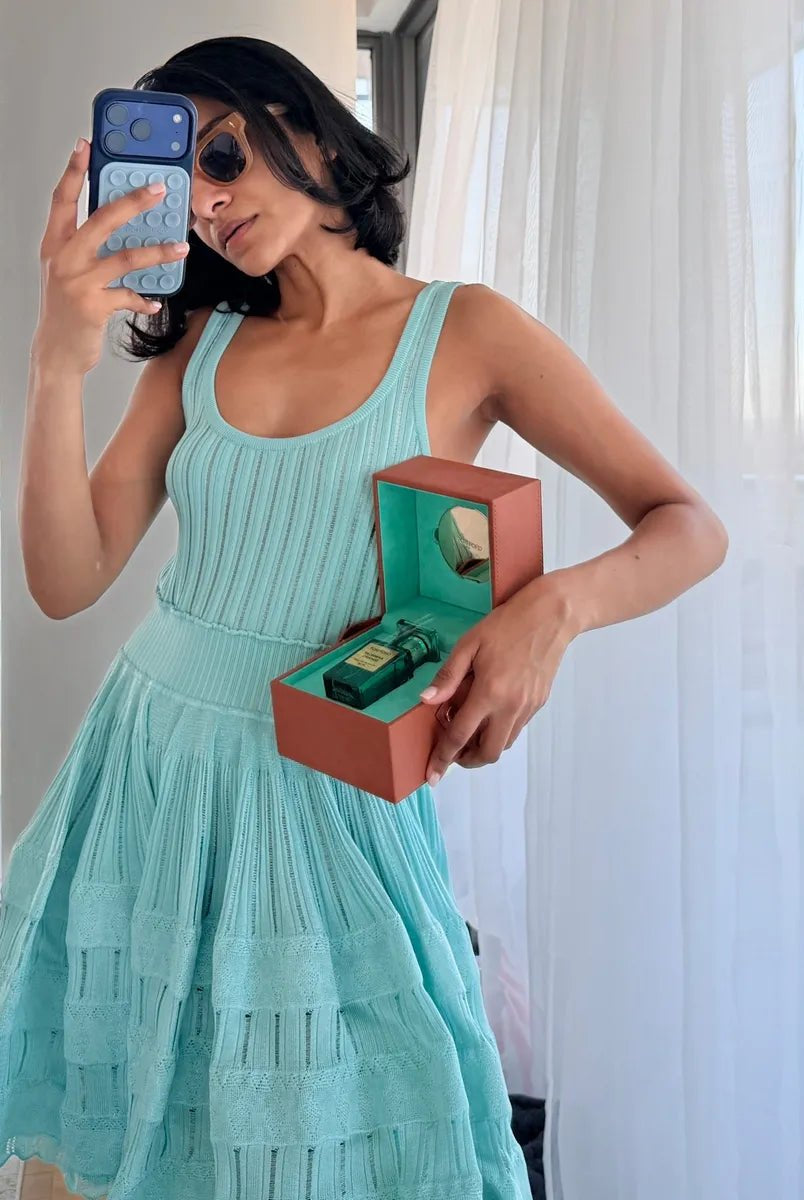SOERA Alicia Knitted Sling Mini Dress - Dress - Teal S