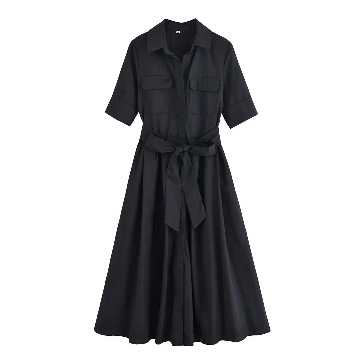 SOERA Beatrice Belted Shirt Midi Dress - Dress - Black XS
