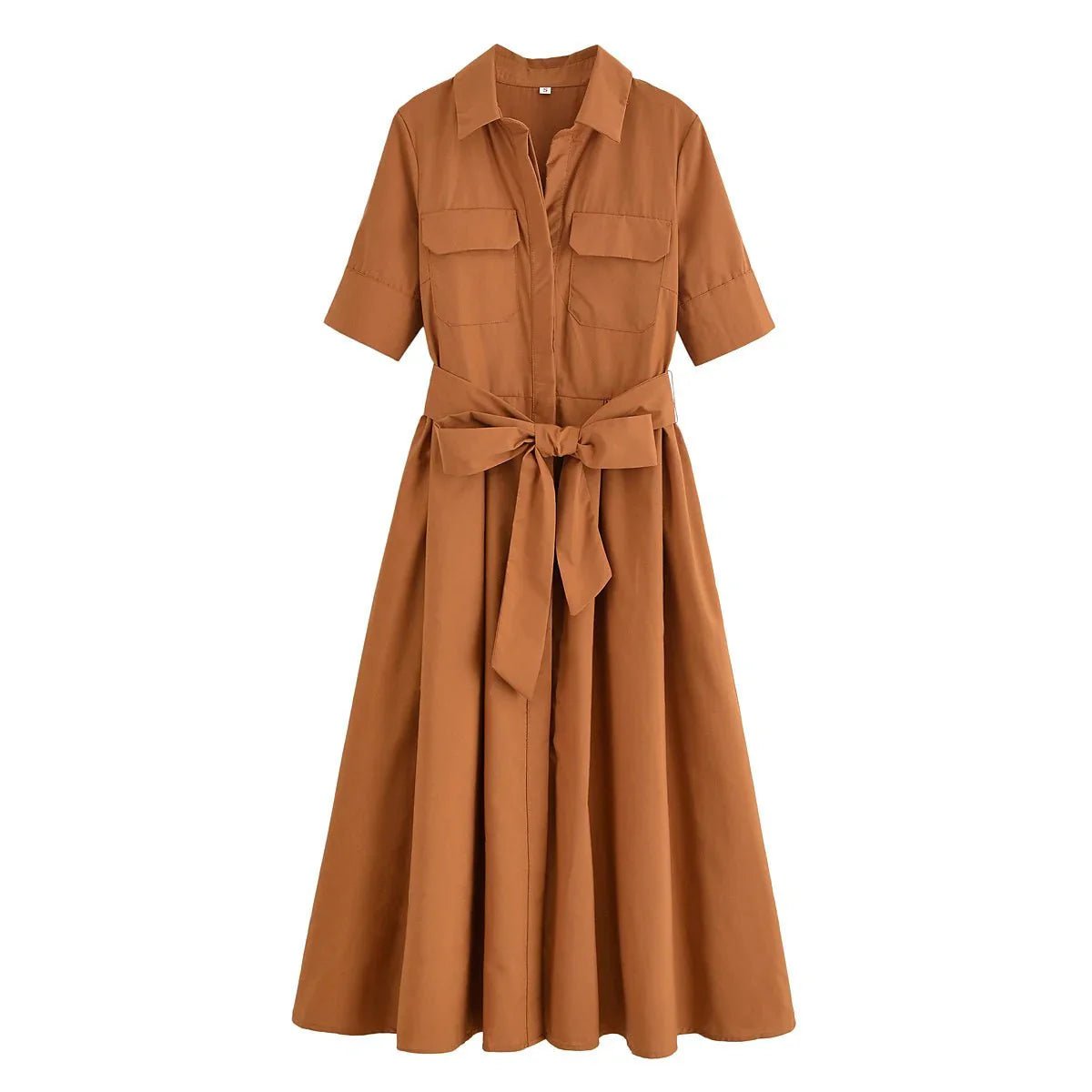 SOERA Beatrice Belted Shirt Midi Dress - Dress - Brown M