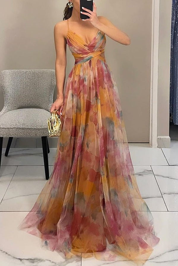 SOERA Bianca Floral V - Neck Maxi Dress - Dress - Orange M