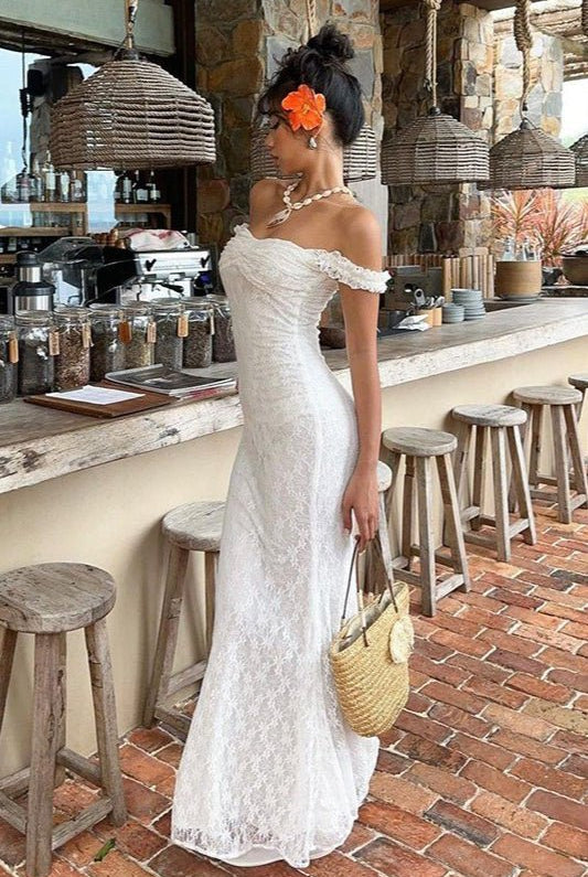 SOERA Bianca Lace Spaghetti Strap Maxi Dress - Dress - White S