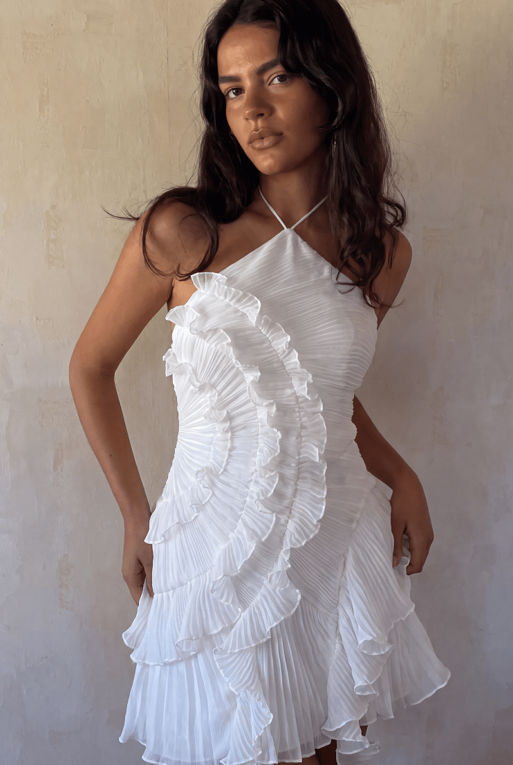 SOERA Bianca Ruffle Mini Dress - Dress - SOERA-090691-WHI-S-13667 White S