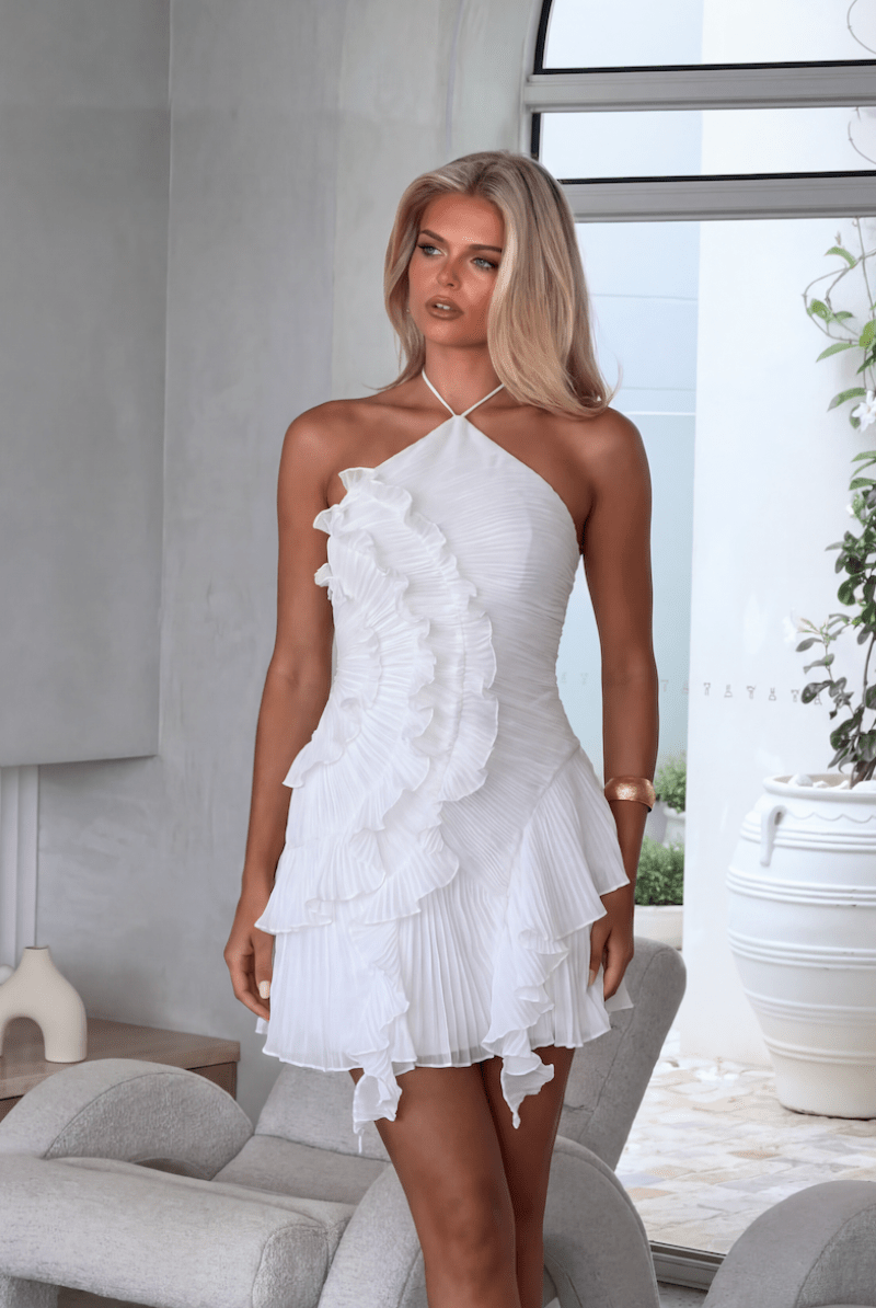SOERA Bianca Ruffle Mini Dress - Dress - SOERA-090691-WHI-XS-80899 White XS