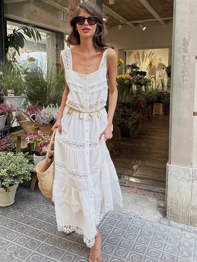 SOERA Bianca Tiered Lace Patchwork Maxi Dress - Dress - XS
