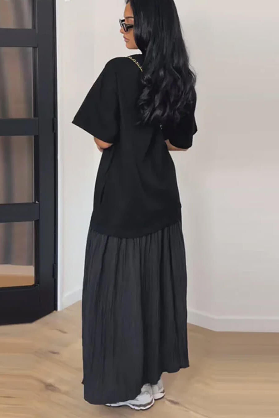SOERA Eris Pleated Patchwork Midi Dress - Dress - Black S