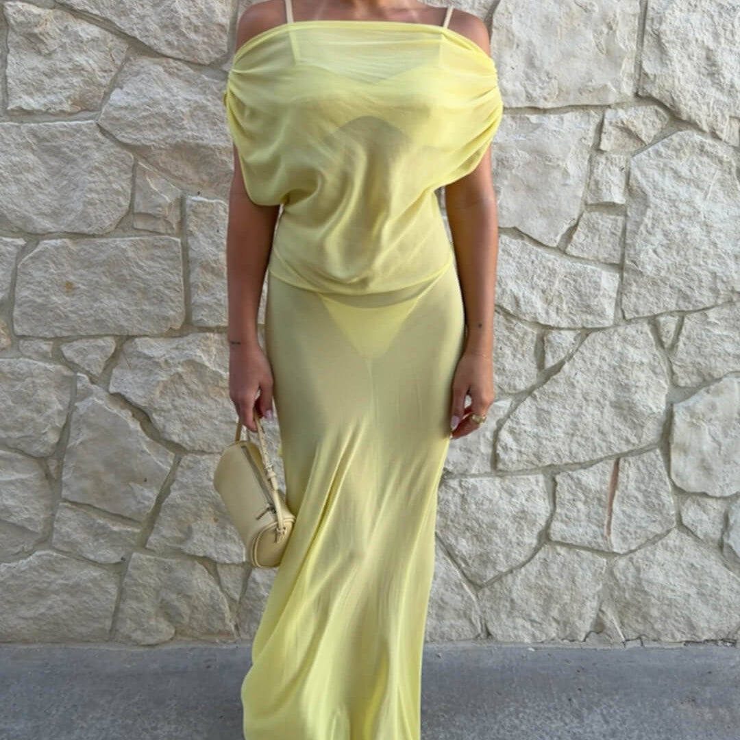 SOERA Iris Backless Mesh Maxi Dress - Dress - SOERA-615875-YEL-S-95203 Yellow S