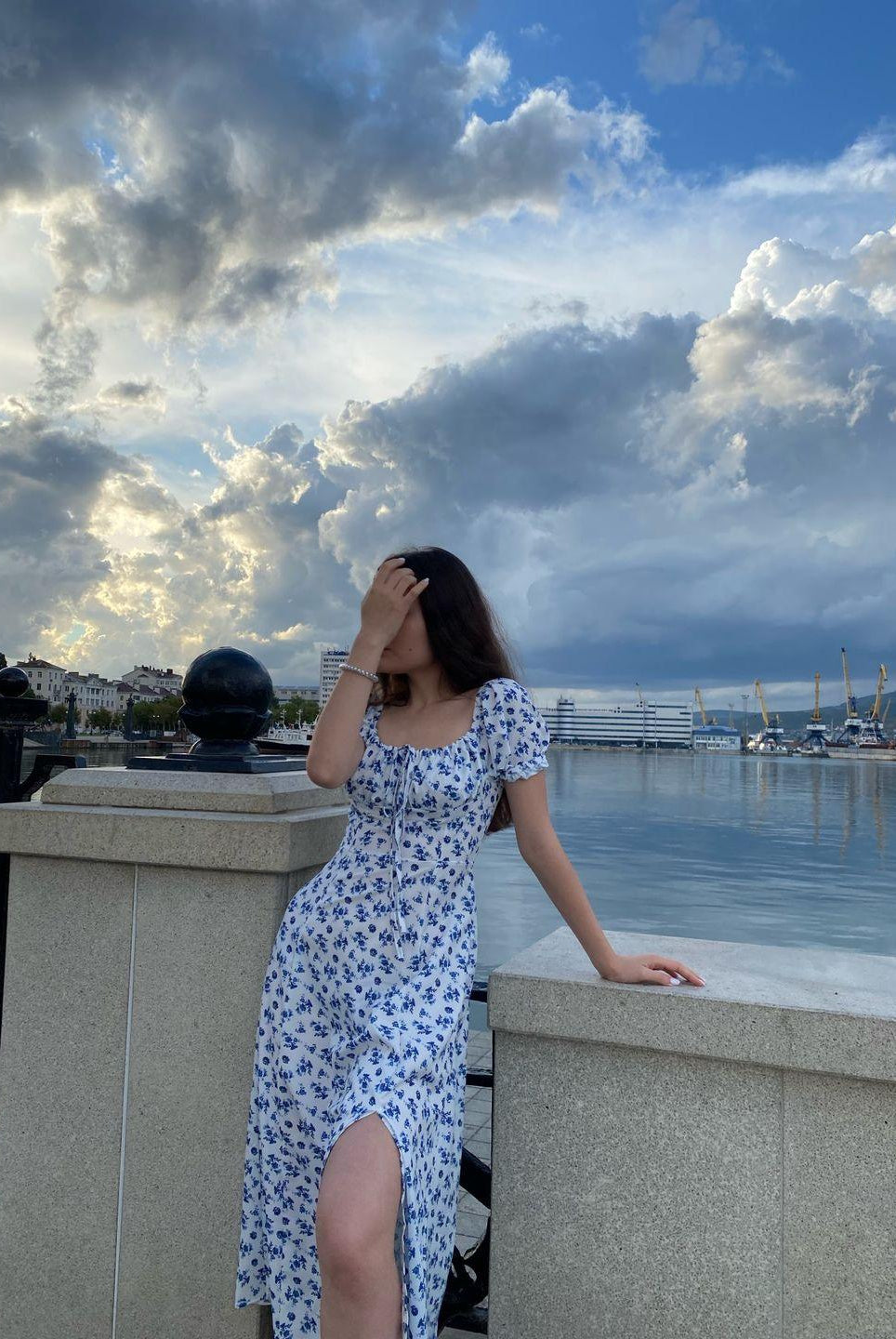 SOERA Iris Puff Sleeve Floral Midi Dress - Dress - SOERA-763651-BLU-S-02147 Blue S