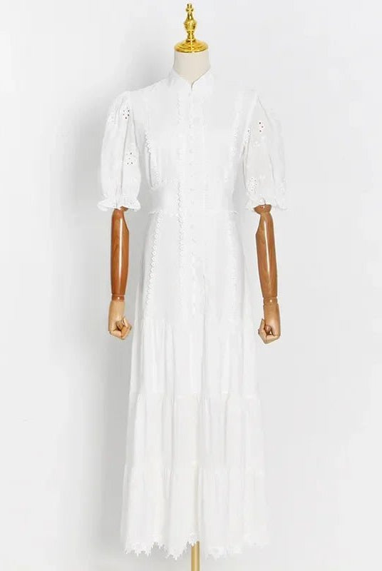 SOERA Isabelle Eyelet Lace Puff Sleeves Midi Dress - Dress - SOERA-364163-DEF-OS-16292 White S