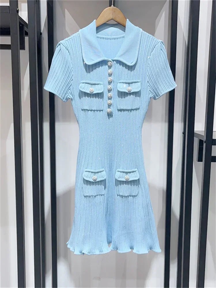 SOERA Katya Sequin Knit Mini Dress - Dress - Blue M