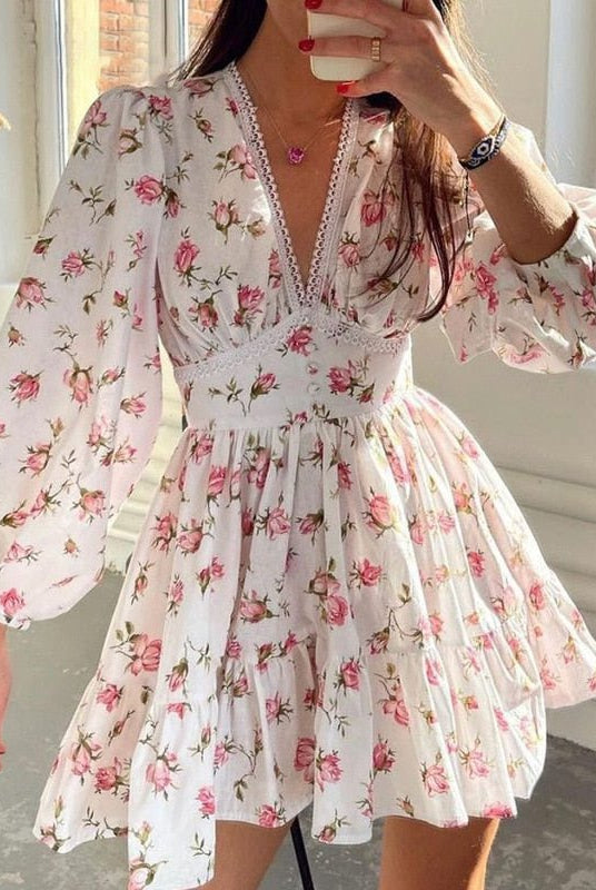 SOERA Lottie Floral Lace Mini Dress - Dress - White XS