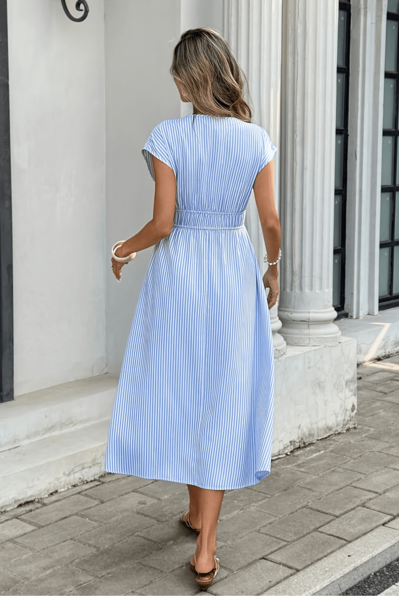 SOERA Margot Striped Empire Maxi Dress - Dress - SOERA-070019-AZU-XS-92515 Blue White XS