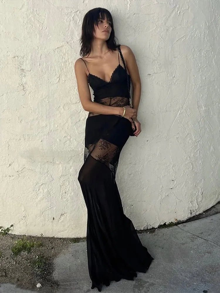 SOERA Ravenna Sheer Lace Slip Maxi Dress - Dress - M