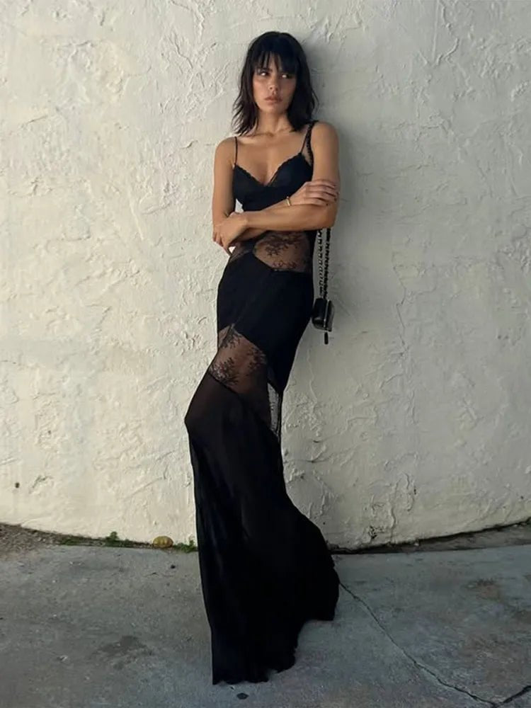 SOERA Ravenna Sheer Lace Slip Maxi Dress - Dress - M
