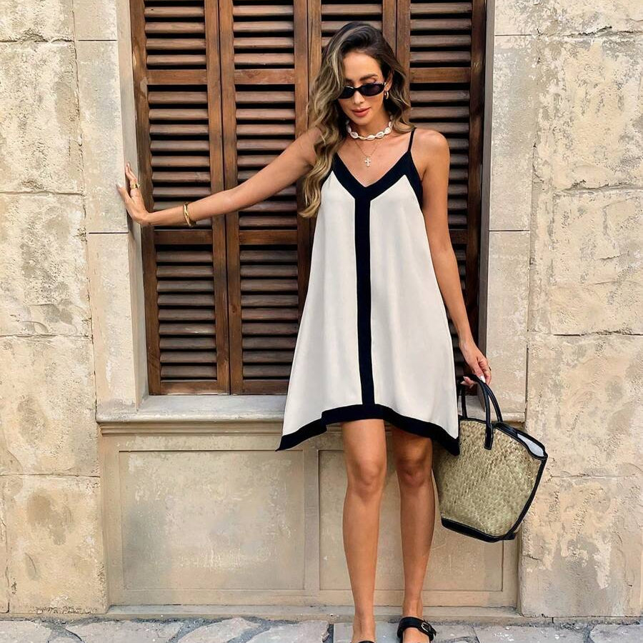 SOERA Sophia Contrast Mini Dress - Dress - SOERA-317507-BEI-XS-81379 Beige XS