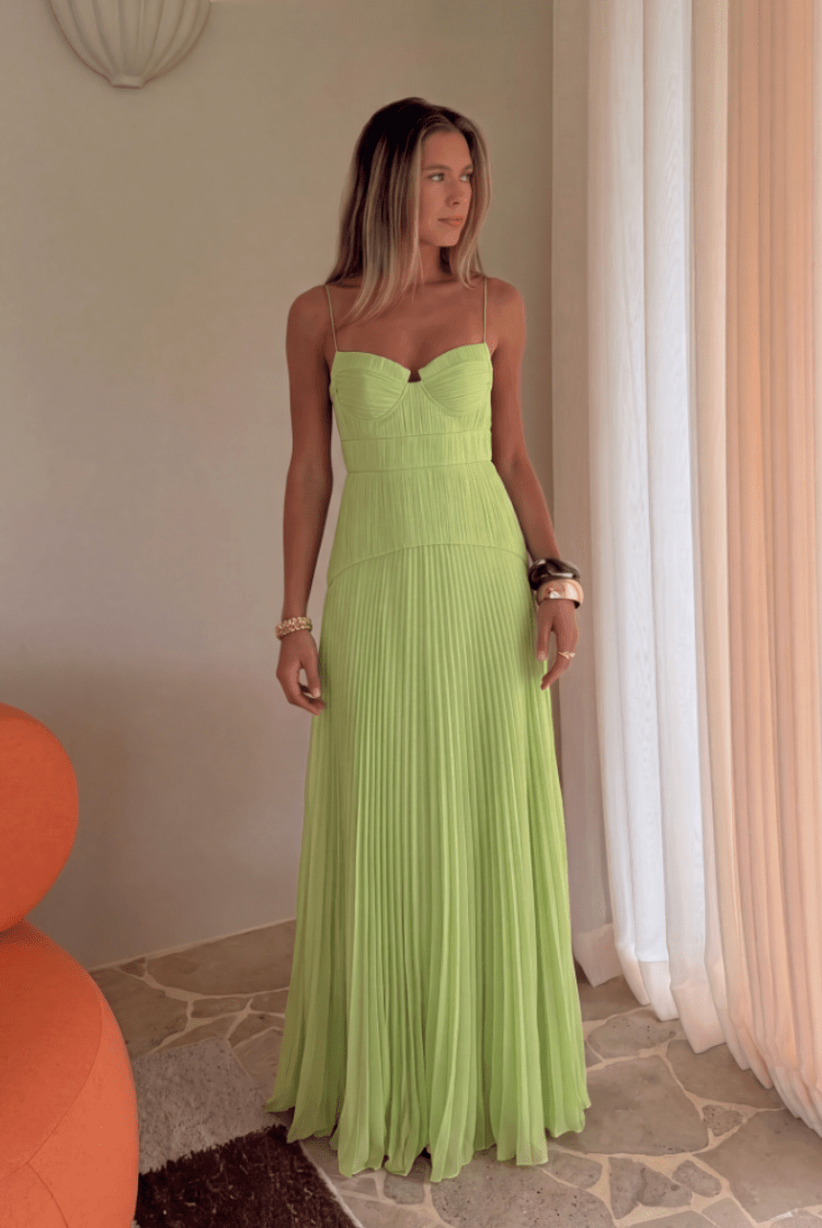 SOERA Sophia Crinkle Chiffon Maxi Dress - Dress - SOERA-516675-GRE-S-01795 Green S